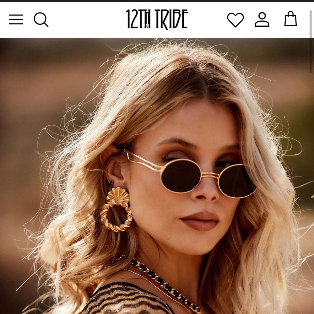 NWT! 12th Tribe. Duke Black and Gold Sunglasses